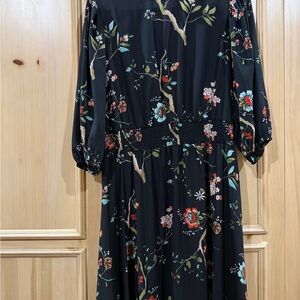 Nanette Lepore Black Floral Long Sleeve Dress